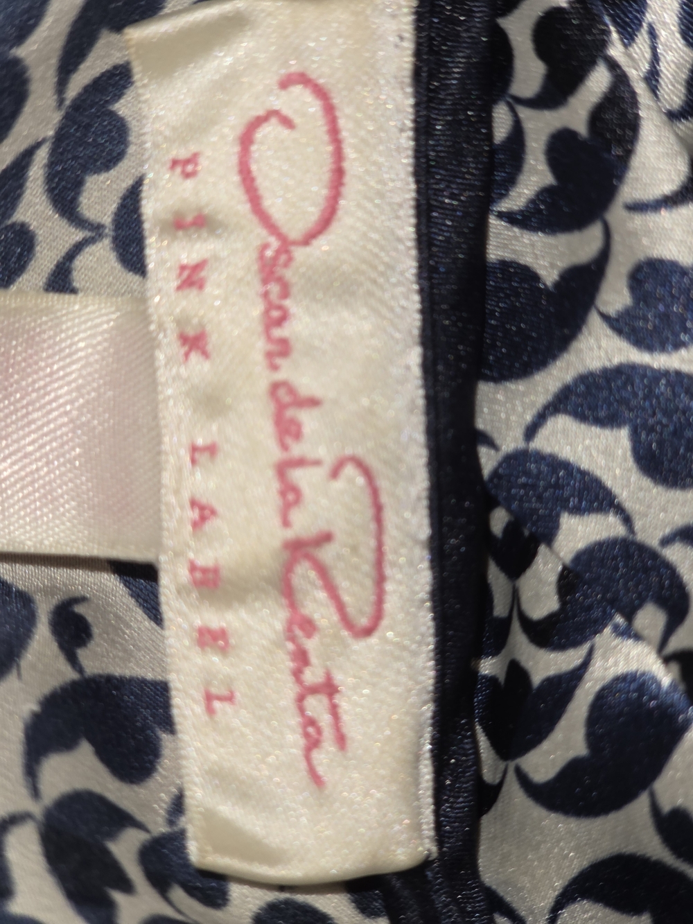 Oscar de la Renta Navy and White Printed Loungedress